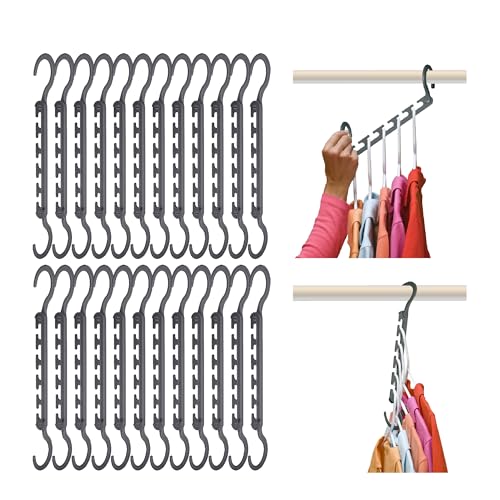 Image of Wonder Hanger Max 24-Pack Space Saving Hangers, Reinforced Hooks Swivels 360°, Cascading Hanger, College Dorms & Storage Closet Organizer, Fully Assembled – Grey