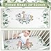 HunnmingRe Baby Safari Animals Crib Bedding Set 3 Pcs Crib Set Baby Blanket, Fitted Sheet, Pillowcase Soft Flannel Nursery Bedding for Standard Infant Bed and Toddler Mattress Newborns Gifts