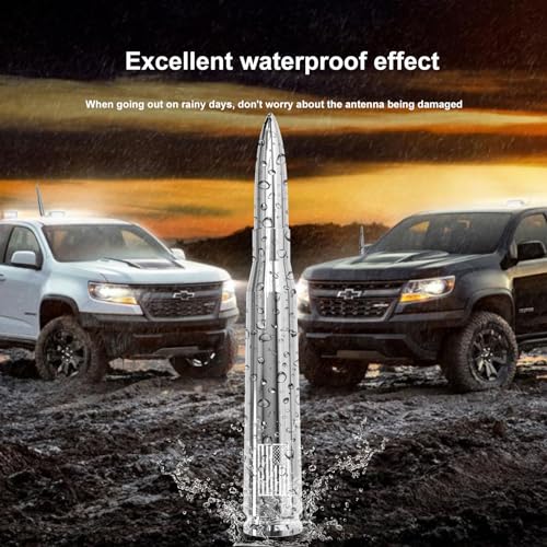 Image of Car Truck Antenna with Tire Valve Caps American Flag Short Replacement for GMC Sierra Chevy Silverado Dodge Ram 1500 2500 3500 Ford F150 F250 F350 Super Duty Raptor Accessories, Chrome