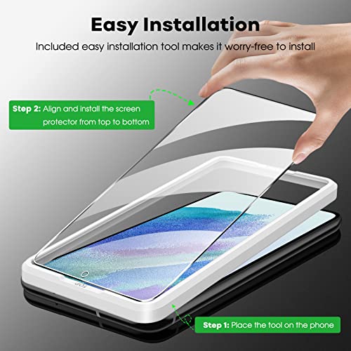 Jetech Screen Protector For Samsung Galaxy S21 Fe 5G With Camera Lens Protector, Easy Installation Tool, Tempered Glass Film, Fingerprint Id Compatible, 2-Pack Each #TOP3