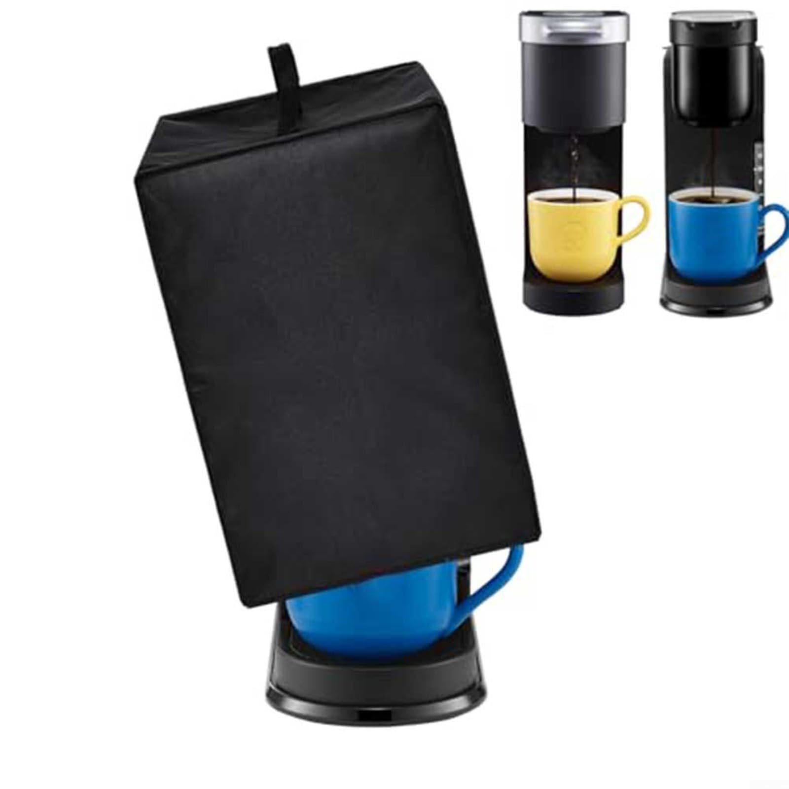 Cubierta para cafetera 600D impermeable y resistente a los arañazos, funda antipolvo con asa para cocina, lavable, negro (34 x 14 x 31 cm)