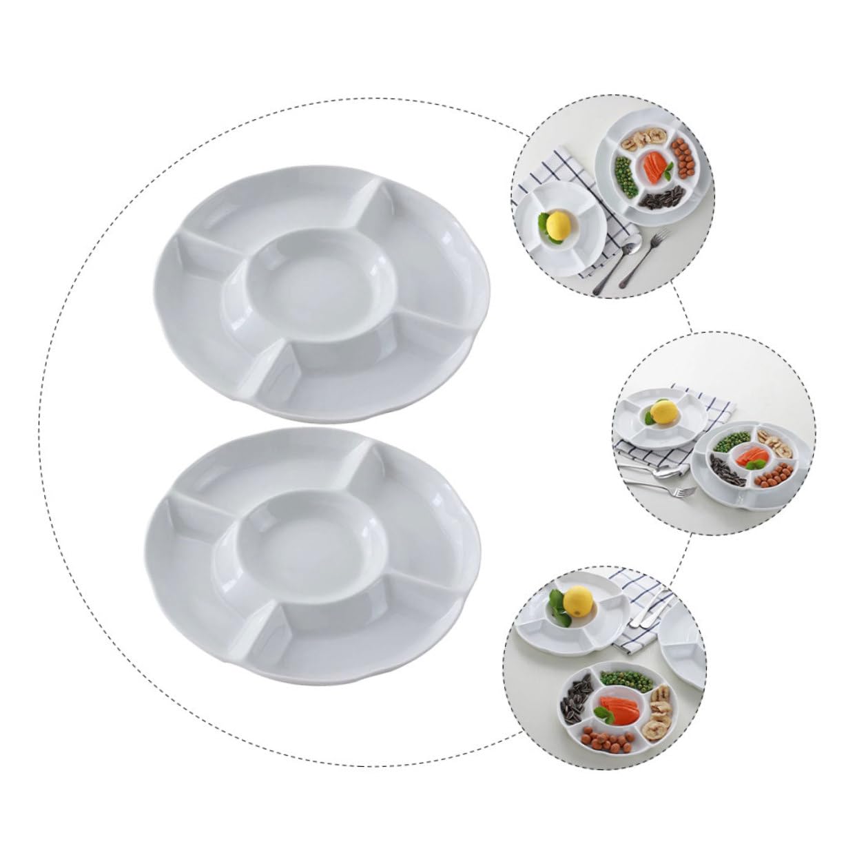 MUCKLILY Divided Snack Tray Multi-grid Food Serving Plate Storage Plate Serving Platter Perfect for Entertaining Birthday Wedding Christmas