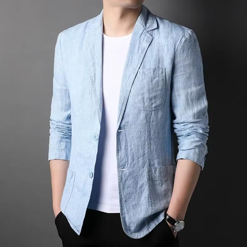 Men's Lightweight Breathable Linen Suit Jacket Spring Summer Blazer for Men-Color34
