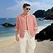 Isle Bay Linens Men's 100% Linen Shirts Casual Long Sleeve Button-Down Lightweight Shirts with Pockets Pink Color
