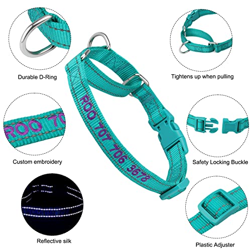 Personalized Martingale Dog Collar-Reflective Martingale Collars With Buckle, Custom Training Martingale Dog Collars Embroidered With Name And Phone Number For Small Medium Large Dogs #TOP2