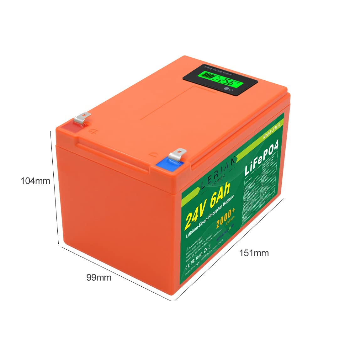 LiFePO4 batteria 24 V 6 Ah litio ferro fosfato batteria per campeggio, barca, roulotte solare