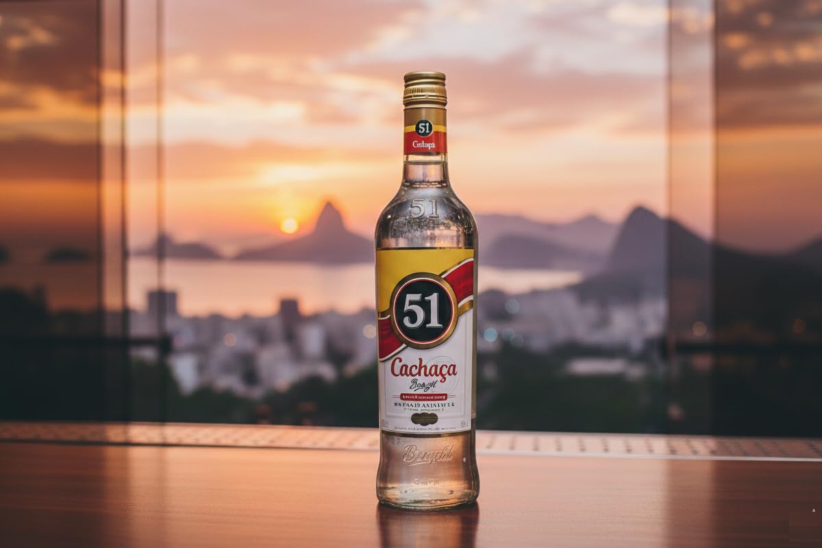 CG94 Cachaça 51 Pirassununga Distillato Brasiliano, 700 ml, 40% Alcol, Bottiglia di Vetro con Confezione Global Dream