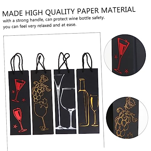 16 bolsas de papel grueso PRETYZOOM con estampado dorado para vino y obsequio elegante 6