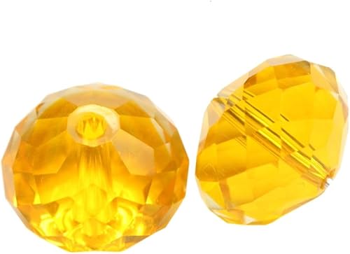 Miniatura 2 de Adabele - 100 cuentas de cristal de Rondelle sueltas facetadas austriacas de 0.315 pulgadas (0.315 in) con topacio claro, espaciador amarillo