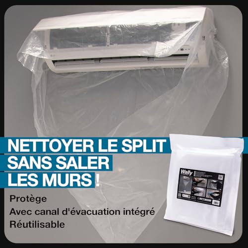 Errecom Kit nettoyage complet climatisation, avec Clima-Net 1L et housse Wally pour unité intérieure et filtres, Bio-Acid et Bio-Alkaline 2L détergents pour unité extérieure, gants – Image 4