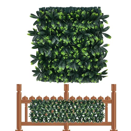 Valla de red de seto artificial, enrejado expandible al aire libre, panel de valla de celosía de sauce | Panel de rejilla decorativo multiusos con fondo verde para plantas, 39.37 x 7.87 pulgadas
