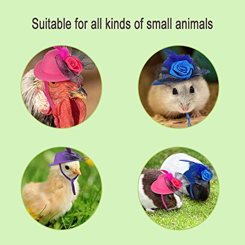 Sannxix Chicken Hats For Hens Chicken Bowler Hat With Elastic Chin Strap Chicken Feather Top Hat With Lace Bow Décor Small Pet Hat Acessories For Parrot Rabbit Hamster Bearded Dragon Lizard (6Pcs) #TOP4
