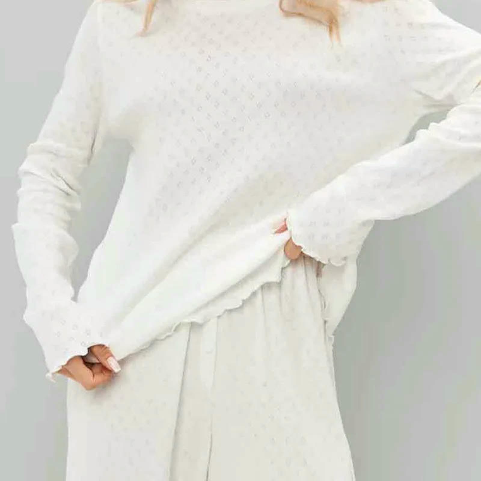 Pigiama Elegante A Maniche Lunghe da Donna, 2 Pezzi, in Morbido Cotone, Casual, per La Casa, Confortevole, Design Sottile E Primaverile-Rosa-l