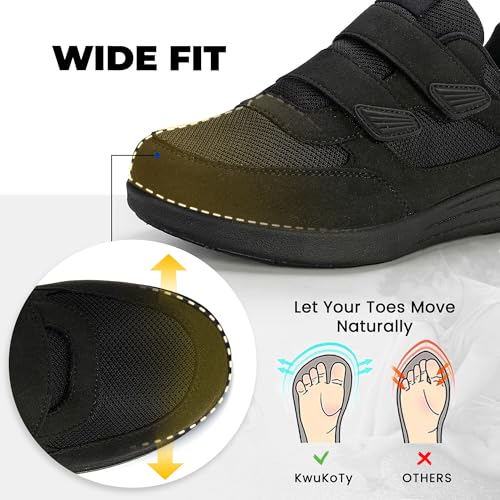 Image of Diabetic Orthopedic Walking Shoes Wide Toe Adjustable Men Women | 3-Layer Adjustable Insole, Custom Fit as Feet Change, Hook & Loop Easy On-Off, Air Cushion Non-Slip, for Sensitive Feet