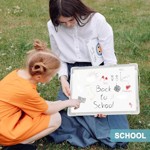 Image of ECLET Alloy Steel, Aluminium Non Magnetic 1 X1.5 feet Double Sided White Board Front Side whiteboard Marker Surface and Back Side Chalkboard Surface with dustor Scale Marker (1x1.5 feet,) G