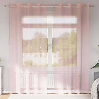 NQJIBUE Artículo-Cortinas de gasa con ojales, 2 unidades, color rosa, 140 x 225 cm, decoración, tratamientos de ventanas, cortinas y cortinas