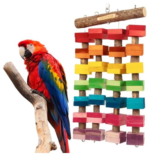 Large Wooden Block Parrot Toy for Macaws
