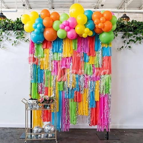 Image of Hawaii Balloons Set, Pack of 60 12 Inch Hot Pink Orange Blue Light Green Yellow Neon Rainbow Latex Balloon for Summer Tropical Flamingo Luau Beach Aloha Baby Shower Birthday Party Decorations Supplies