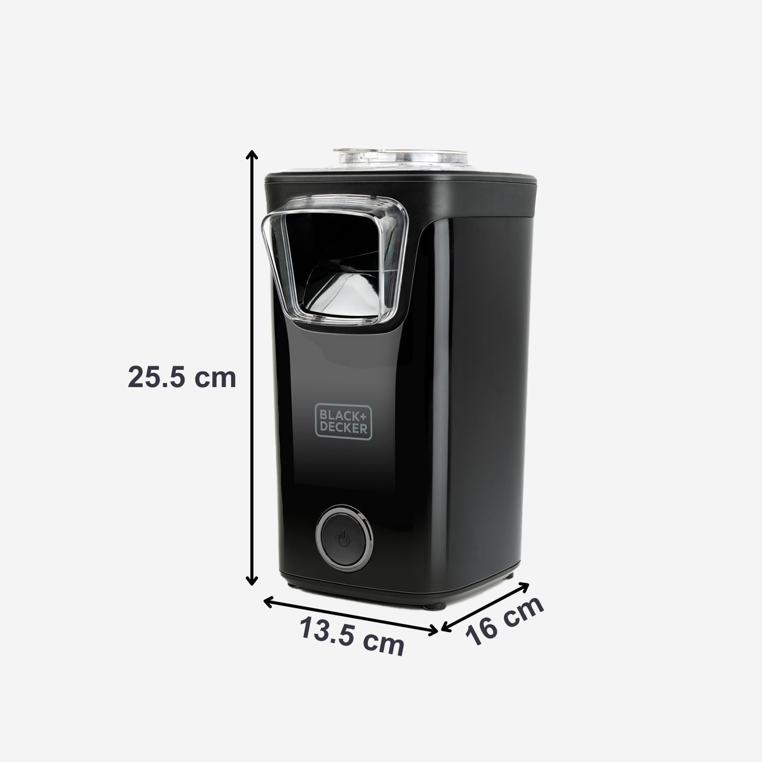 BLACK+DECKER BXPC1100E – Popcornmaschine 1100 W | Ohne Öl | Fertig in 3 Min | Heißluft-Technologie | Große Kapazität | Transparenter Deckel | Rutschfester Standfuß | Multifunktionaler Messbecher