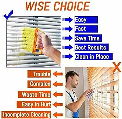 Blue Handheld Mini Blinds Cleaner Shutters, Curtain Brush Dust Remover Orange With 7 Removable Microfiber Sleeves, Air Conditioning Home Gadgets, Car Vents, Fan Shutters (Blue, With 7 Blades) #TOP7