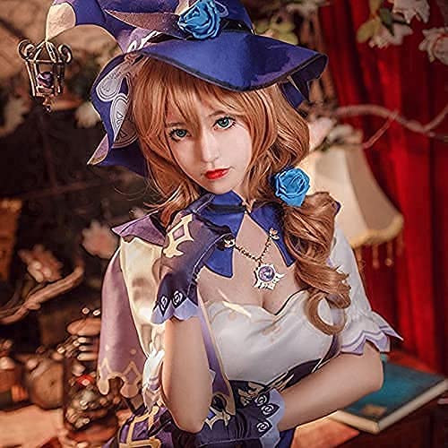 Miniatura 6 de Aadesso Lisa peluca ondulada marrón dorado Cosplay para juego Genshin Impact Cosplay Halloween pelucas de pelo