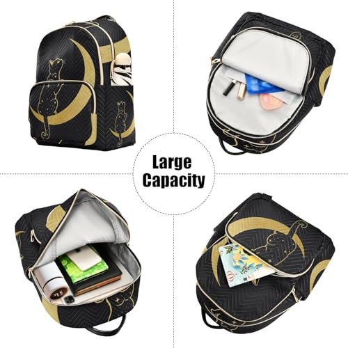 Image of ALAZA Cute Cat Crescent Moon Small Backpack Purse for Women Travel Bag Fashion Daypack Back Pack Shoulder Bag