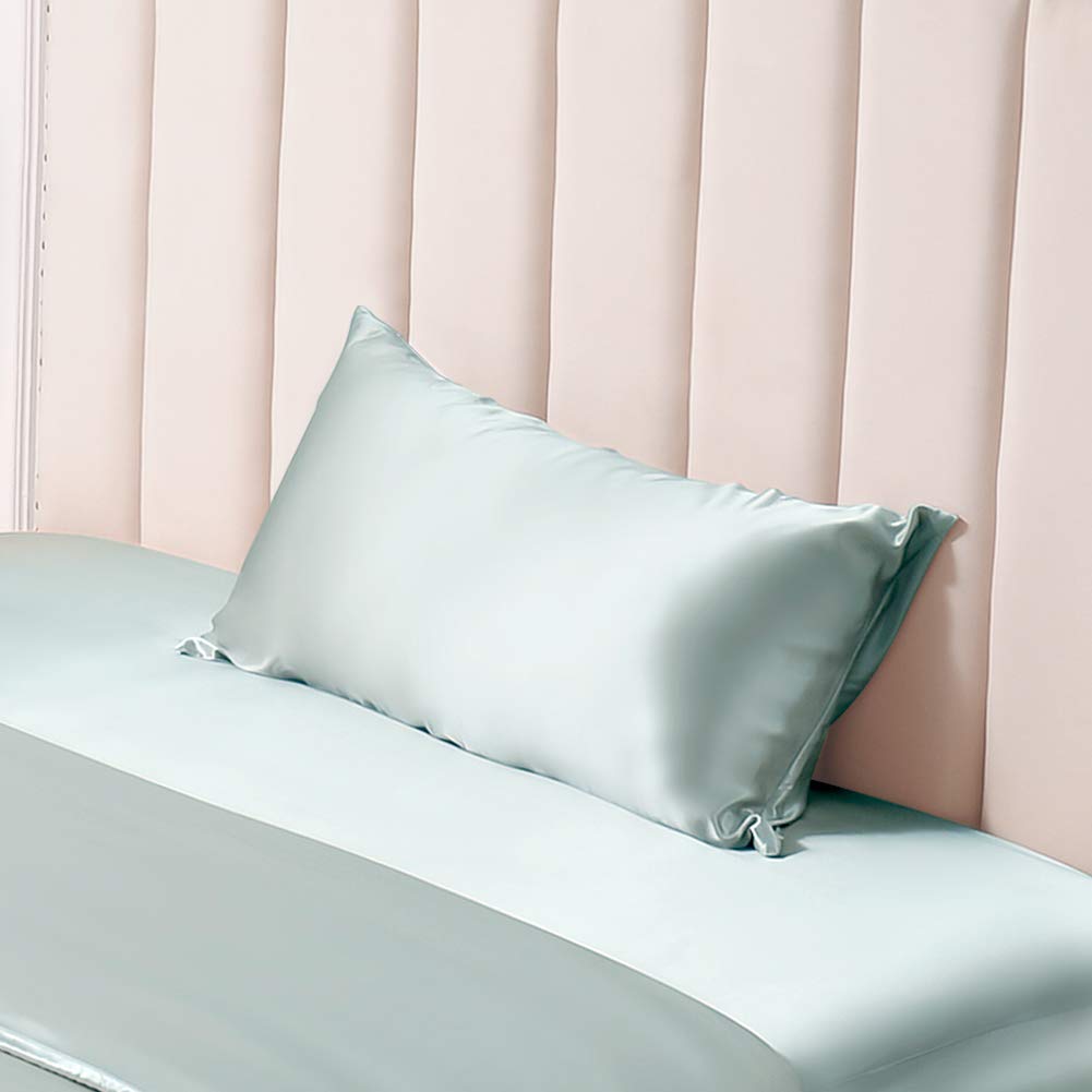THXSILK 25 Momme Seidenbezüge 2er Set für Kissen, Seide Kissenbezüge Seidenkopfkissenbezüge Damen/Herren, Hellblau, 40x60cm