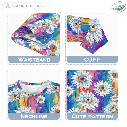 JUNZAN Daisies Evil Eyes Ball on Rainbows Kids Girls Pullover Hoodie Crewneck Fall Tops Shirts Athletic 4T3