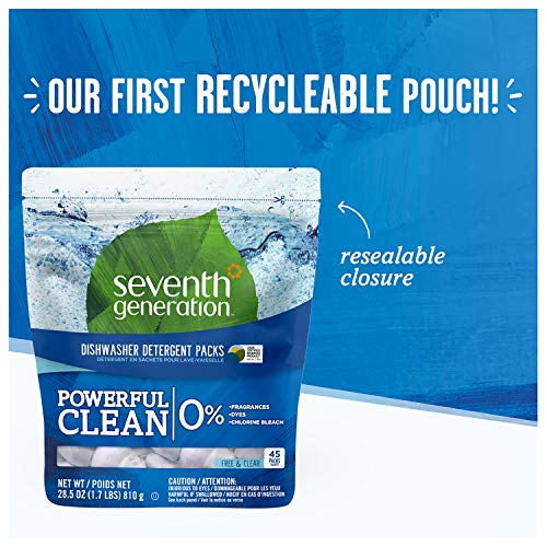 Image of Seventh Generation Dishwasher Detergent Packs, Free & Clear, 45 count