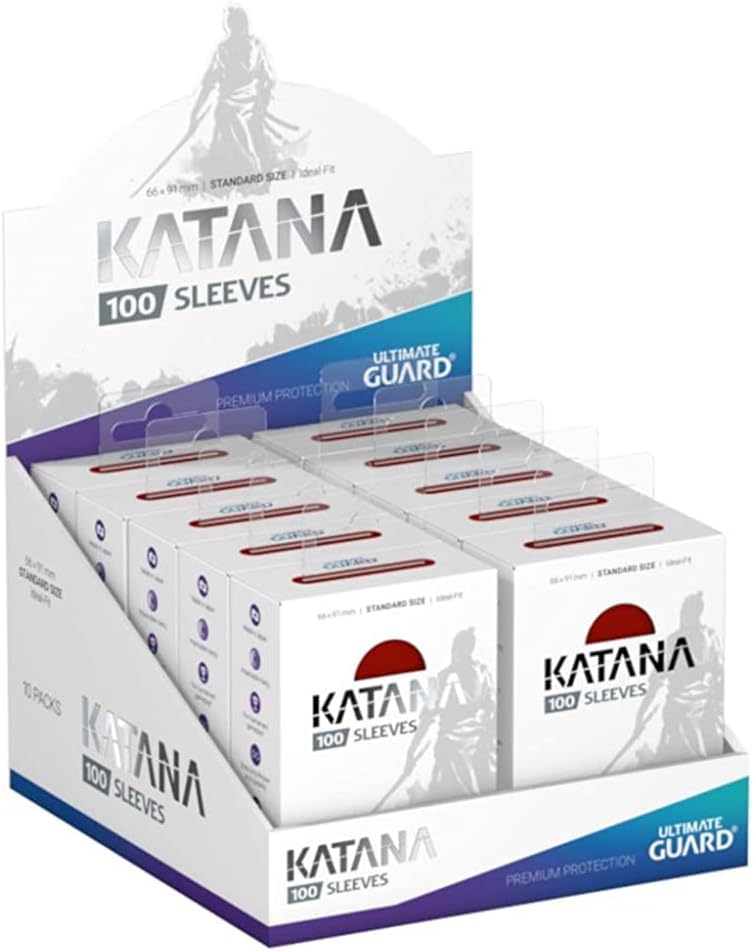 Ultimate Guard Katana Sleeves Red Standard Size Cards Display Box [10 Packs]
