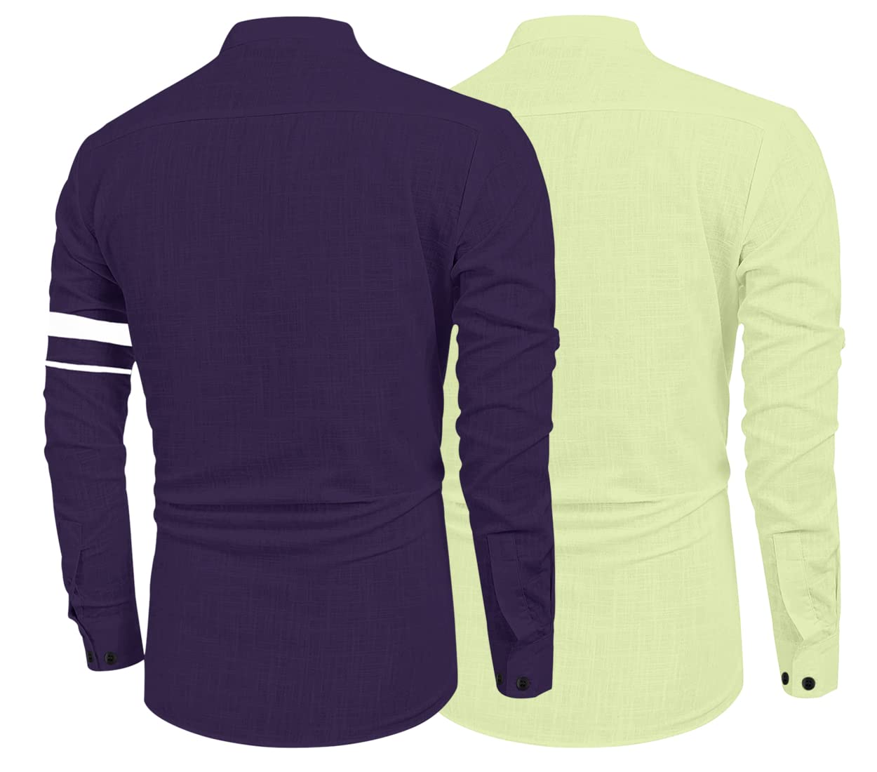 Camicia da uomo Kurta dritta in misto cotone tinta unita, confezione da 2