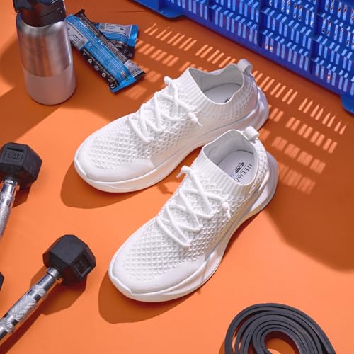 Image of Neeman's Knit Gliders Men Sneakers | Stylish Casual Shoes for Men with Airknit Breathable Upper | Anti-Skid EVA Sole Footwear | Lightweight Lace-Up Sneaker