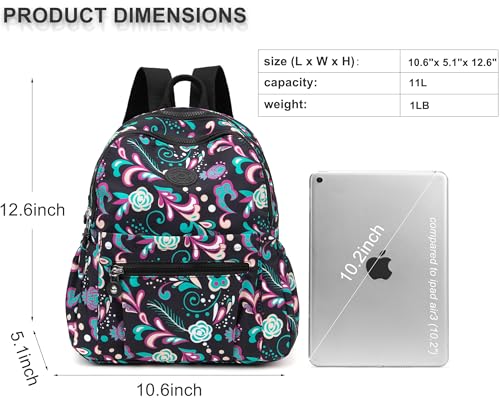 Image of Pealwel Mini Backpack Purse for Women,Small Nylon backpacks for Ladies Backpacks Women Anti Theft Travel Bag (Pink&blue Floral)