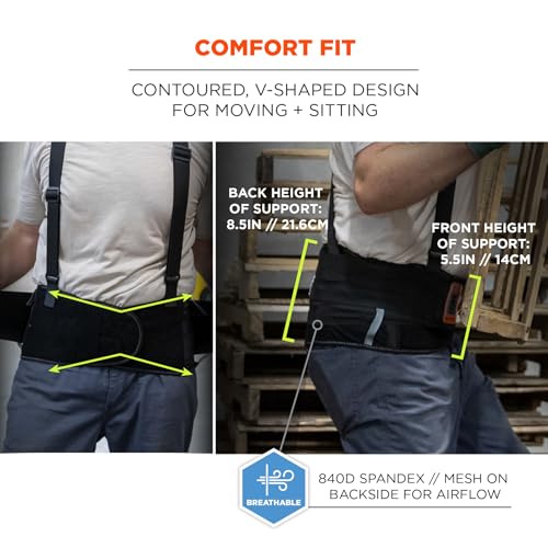 Image of Ergodyne ProFlex 2000SF Back Support Brace, 8.5 inch Spandex, V-Shape Design and Patented Stays for Added Support, 2XL,Black