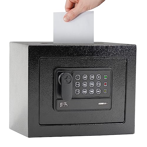 ISLANDSAFE Deposit Safes Drop Small Safe Box Electronic Money Cash Safe with Digital Keypad & Keys,Mini Security Lock Safe Boxes for Coin Home Office Hotel Rooms Business Jewelry Gun (Black) ISLANDSAFE Deposit Safes Drop Small Safe Box Electronic Money Cash Safe with Digital Keypad & Keys,Mini Security Lock Safe Boxes for Coin Home Office Hotel Rooms Business Jewelry Gun (Black)