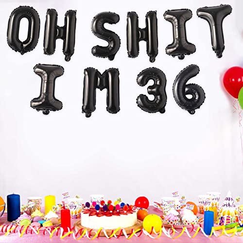 Image of Oh I'm 36! Latex Balloons 16 Inch Black Hallo Twenty Five Cheers to 36 Years Old Theme Decor for Man Woman Happy 36th Birthday Party Photo Studio Prop Flag Decorations Favors Supplies