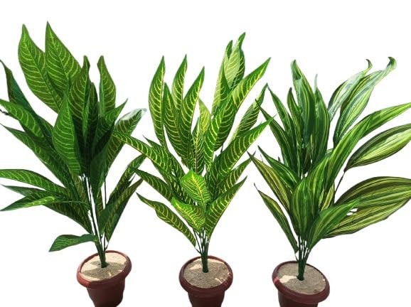 Image of Plastic Artificial Plant with 28 Long Leaves Green Bunch| Home & Decor | 60 Cm Long