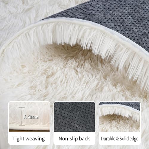 Tapete de área 8x10 pies ultra suave blanco cremoso para sala miniatura 3
