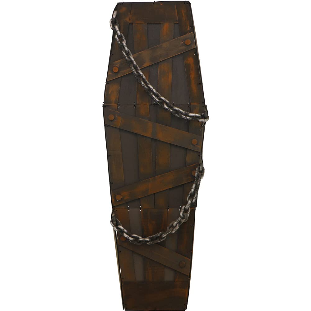 Haunted Hill Farm 5.25 ft. Coffin Animatronic, Touch Activated Prop With Movement and Red Lights, Halloween Decorations for Home or Haunted House, Battery Operated Fright Props