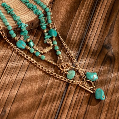 Western Necklaces for Women Country Concert Outfits Boho Turquoise Necklace Cowgirl Cowboy Layered Necklace Bohemian Vintage Country Accessorie 5