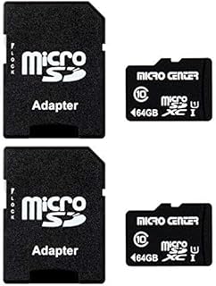 Micro Center 64GB Class 10 MicroSDXC Flash Memory Card with Adapter for Mobile Device Storage Phone, Tablet, Drone & Full HD Video Recording - 80MB/s UHS-I, C10, U1 (2 Pack)