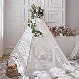 Lace Teepee Tent for Girls, Boho Tent White Teepee Sheer Lace Tipi Canopy for Wedding, Party, Photo Prop Avrsol