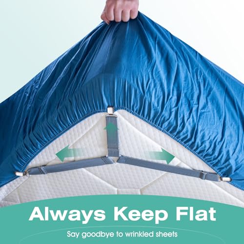 Image of Bed Sheet Straps, Easy to Install Bed Sheet Clips, Fitted Sheet Clips Sheet Straps, Say Goodbye to The Messy Sheets (Gray-8 Pcs)