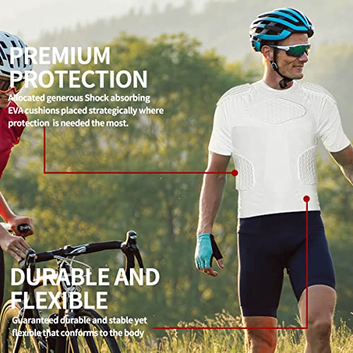 Tuoy Men's Padded Compression Shirt Protective Shirt Rib Chest Protector For Football Baseball #TOP4