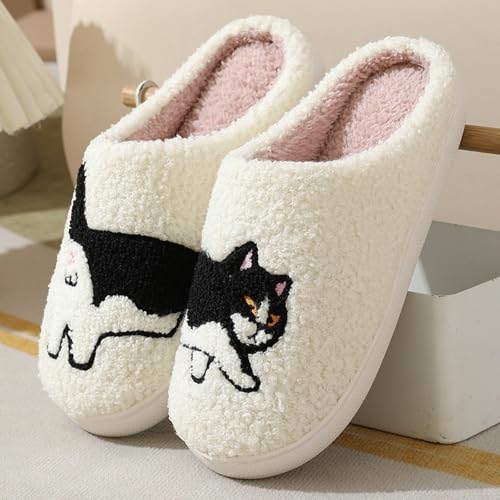 Slippers For Women Cute Holiday Slipper Indoor Bedroom Fluffy Warm Fleece Couple Slides Winter Soft Cozy Home Non Slip Soft Plush Slip-on Wool Lined House Shoes2