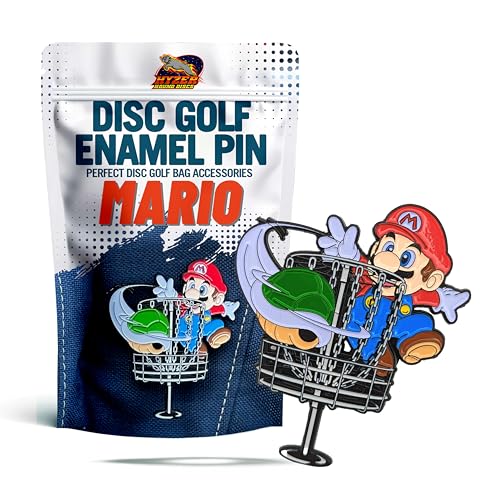 HYZER HOUND DISCS Disc Golf Bag Pins | Add Swag to Your Bag | Disc Golf Accessories for Men & Women | Disc Golf Lapel Pin for Bags, Hats, and Carts | Disc Golf Gifts for Disc Golfers (Mario)