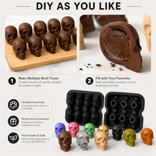 Molde para hielo calavera silicona 6 cavidades miniatura 5