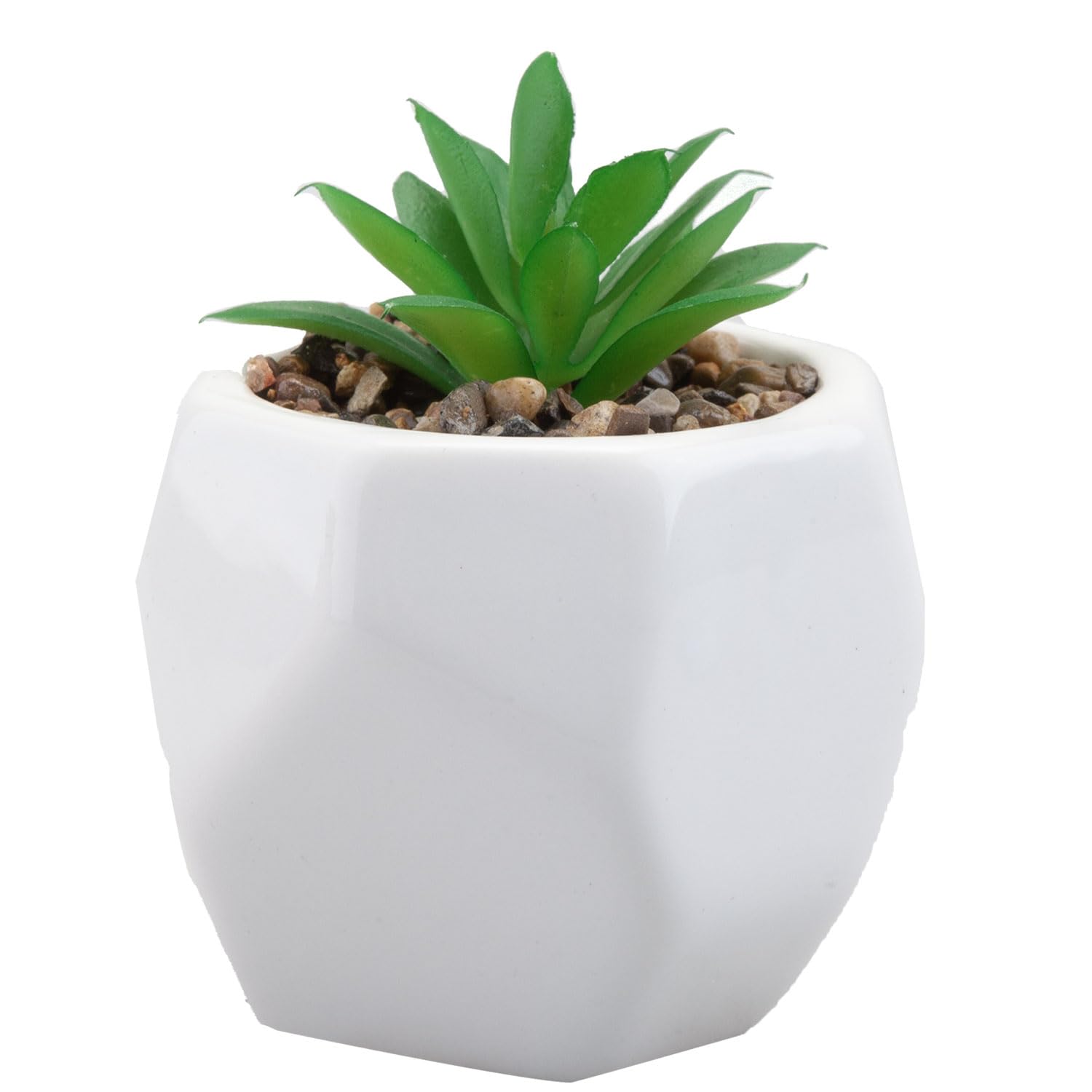 Vfm E-Store White 12.1Cm Vfm - Artificial Plant White Indoor Potted Pot Plastic Small Succulents Faux Plants For Office Desk Bedroom Kitchen House Decoration - 12. 1Cm White