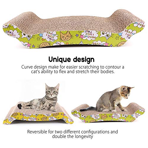 Cat-Scratcher-Cardboard-with-Catnip-Pack-of-2-Recycle-Corrugated-Cat-Scratching-Board-Reversible-Replacement-Pad-Lounge-Cute-Wave-Design