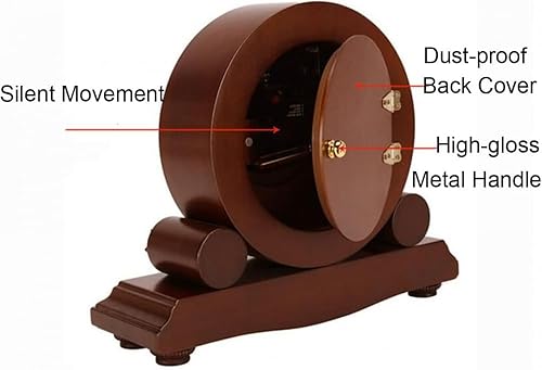 Miniatura 6 de Relojes de repisa, reloj clásico de metal antiguo, funciona con pilas, silencioso, de madera maciza, reloj de mesa europeo, reloj de chimenea,
